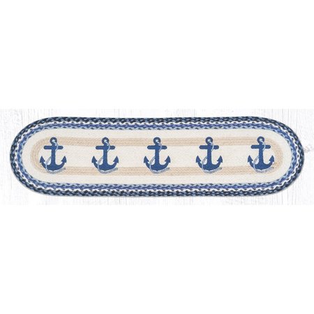 CAPITOL IMPORTING CO 13 x 48 in. OP-443 Navy Anchor Oval Patch Runner 64-443NA